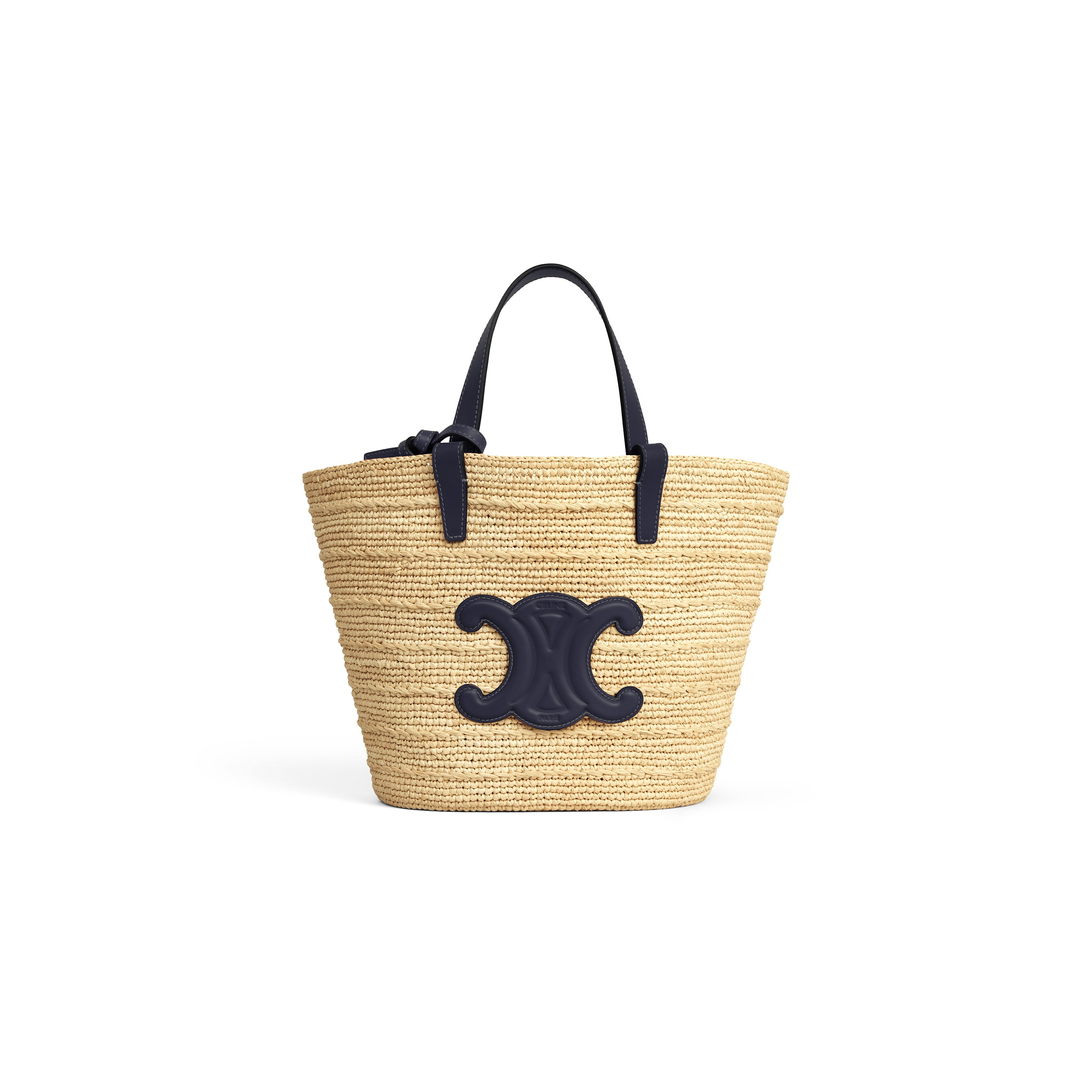 CELINE TEEN SUPPLE CELINE CLASSIC PANIER IN RAFFIA AND CALFSKIN 115802FF7.25BQ (22*21.5*13cm)